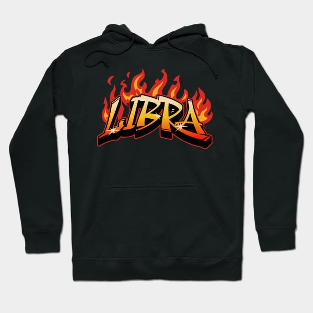 Libra Zodiac Retro Flames Birthday Hoodie by Lavender Celeste